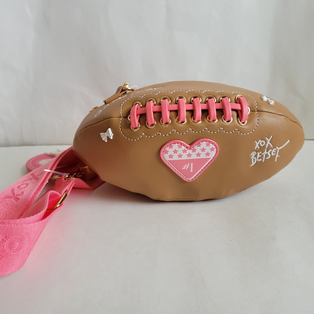 Betsey Johnson Brown and Pink Football Bag